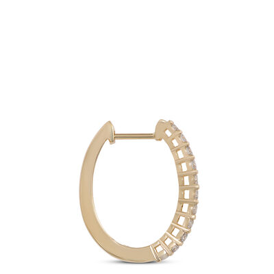 20MM Oval Diamond Hoop Earrings, 14K Yellow Gold