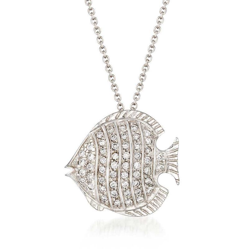 Roberto Coin Tiny Treasures Diamond Fish Necklace 18K image number 1