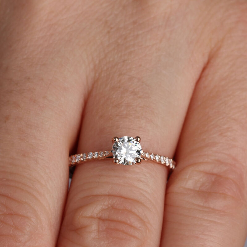 Rose Gold Diamond Engagement Ring 14K image number 2