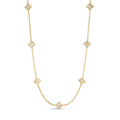 Roberto Coin 18K Yellow Gold Venetian Princess Carnival Mother Of Pearl Flower Station Necklace
