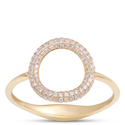 Round Open Center Diamond Ring, 14K Yellow Gold Size 7