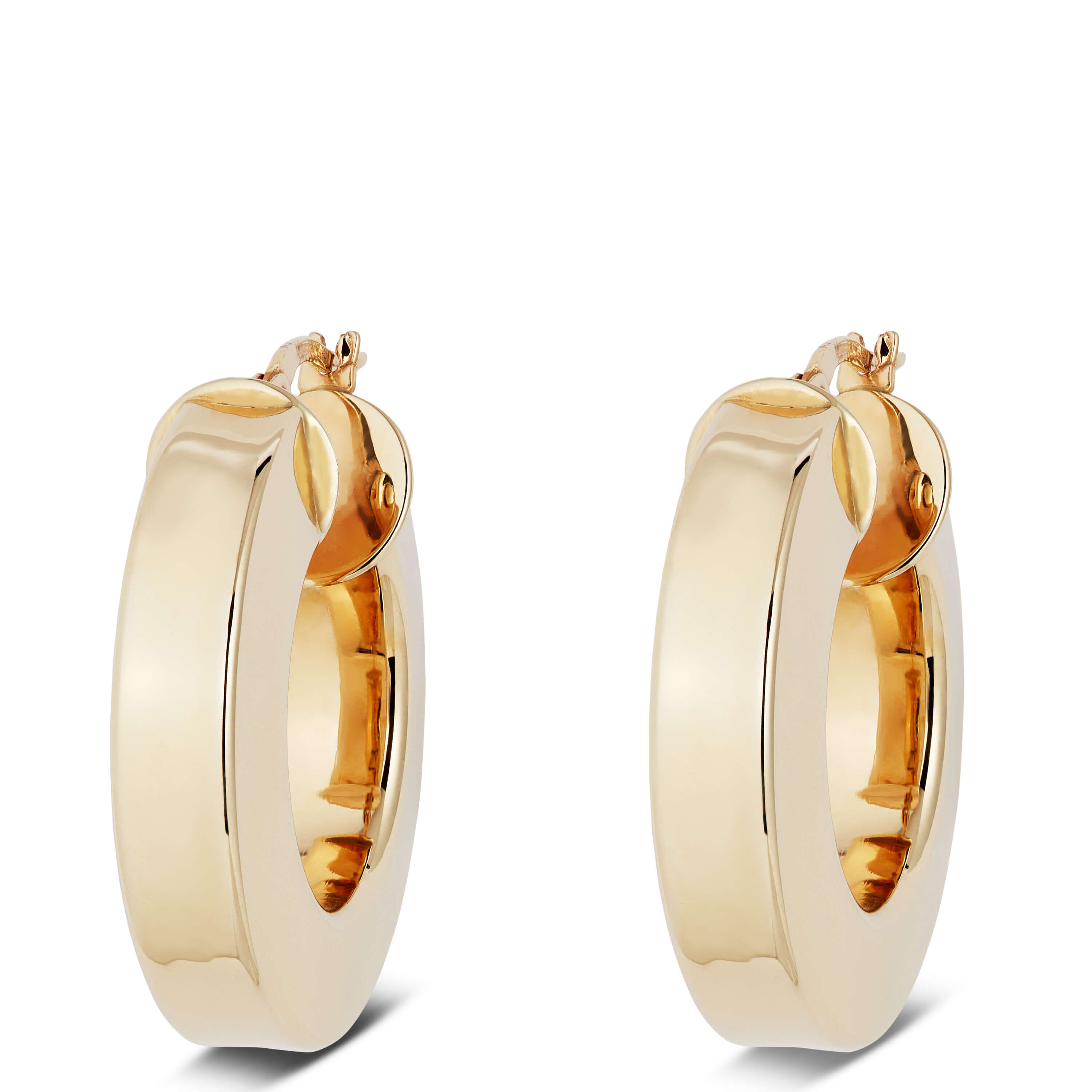 Toscano 6MM Wide Square Tube Hoop Earrings 14K