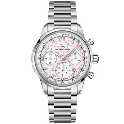 NORQAIN Freedom Chrono Enjoy Life "Sprinkles" Pink Dial Watch, 40mm