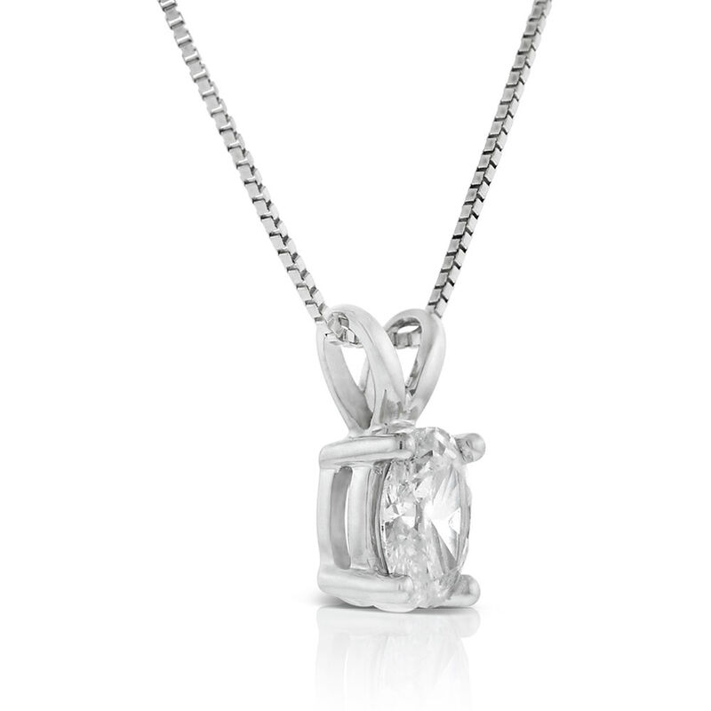 Oval Diamond Solitaire Pendant 14K, 1/3 ct. image number 2