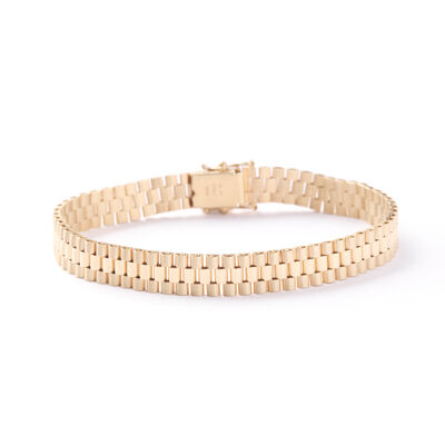 Toscano 8-Inch Satin, Polished Bracelet, 14K Yellow Gold