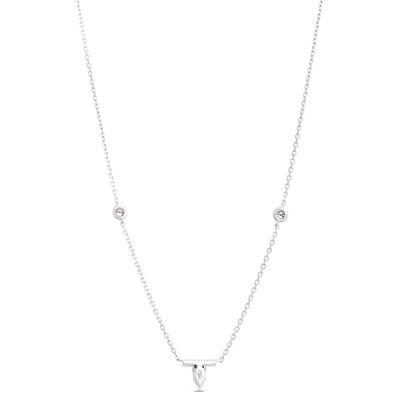 Diamond Station Necklace 14K White Gold
