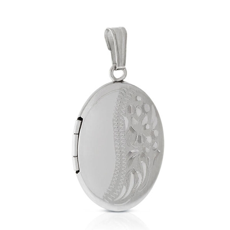 Hand Engraved Oval Locket in Sterling Silver image number 4