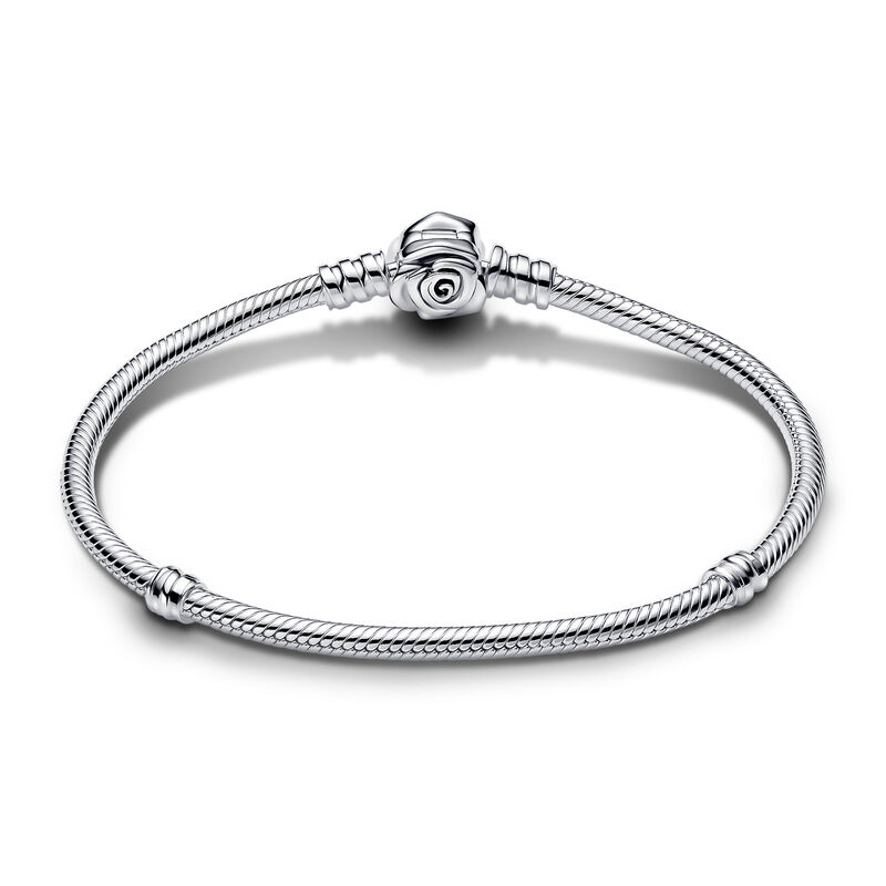 Pandora Moments Rose in Bloom Clasp Snake Chain Bracelet image number 1