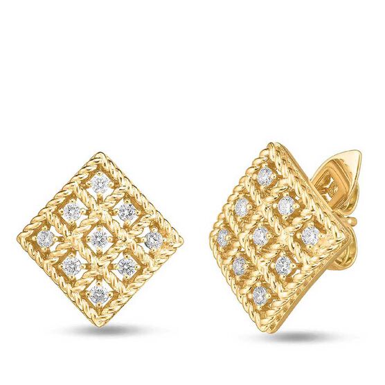 Roberto Coin Byzantine Barocco Diamond Square-Shaped Earrings 18K