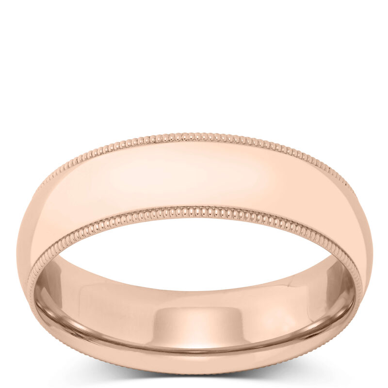 Rose Gold Polished Milgrain Edge Comfort Fit 6mm Band 14K image number 0