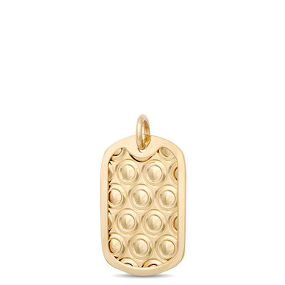 Textured Dog Tag Pendant, 14K Yellow Gold
