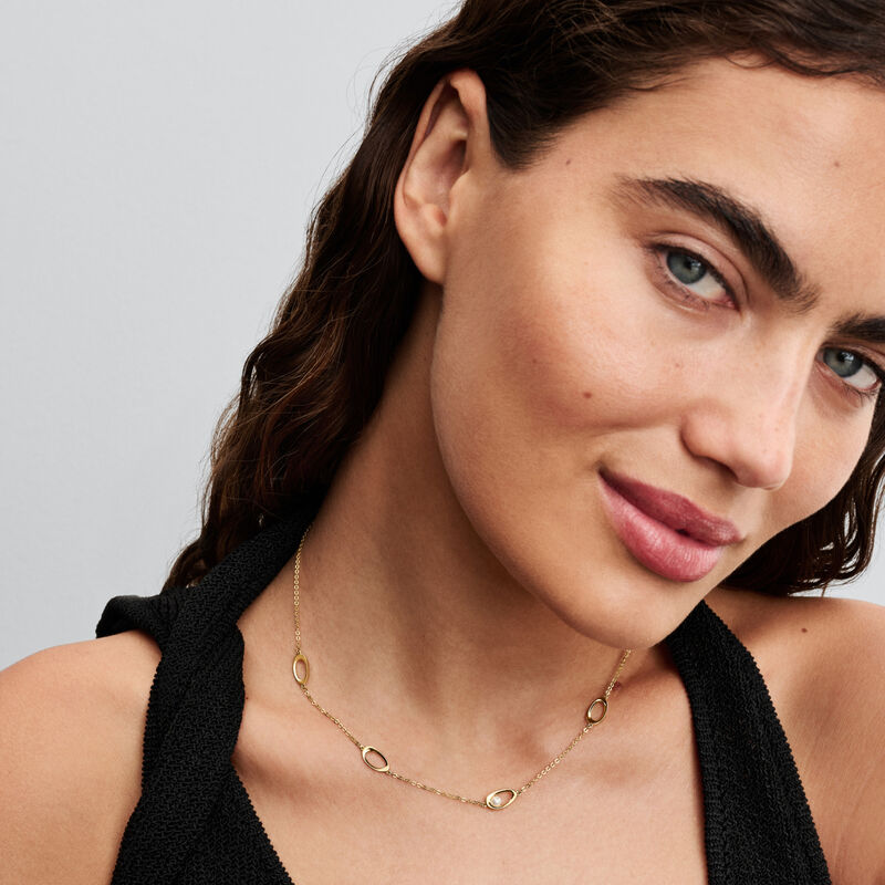 Pandora Organically Shaped Oval & Treated Freshwater Cultured Pearl Necklace image number 2