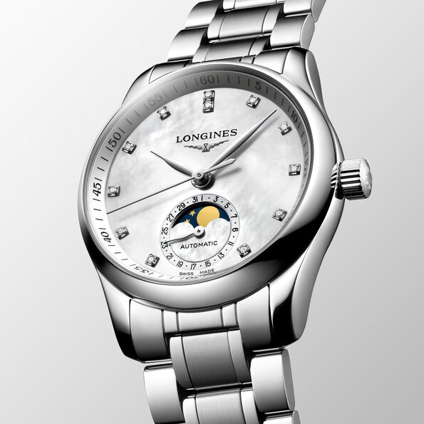 Longines Master Moonphase White Dial Watch, 34mm