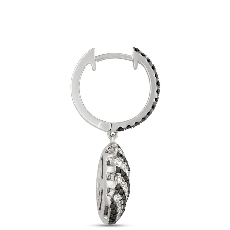 White and Black Diamond Dangle Earrings, 1 &frac12; Carat Total Weight, 14K White Gold image number 1