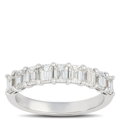 Emerald Cut Diamond Anniversary Band, 1 &frac12; Carat Total Weight, Platinum