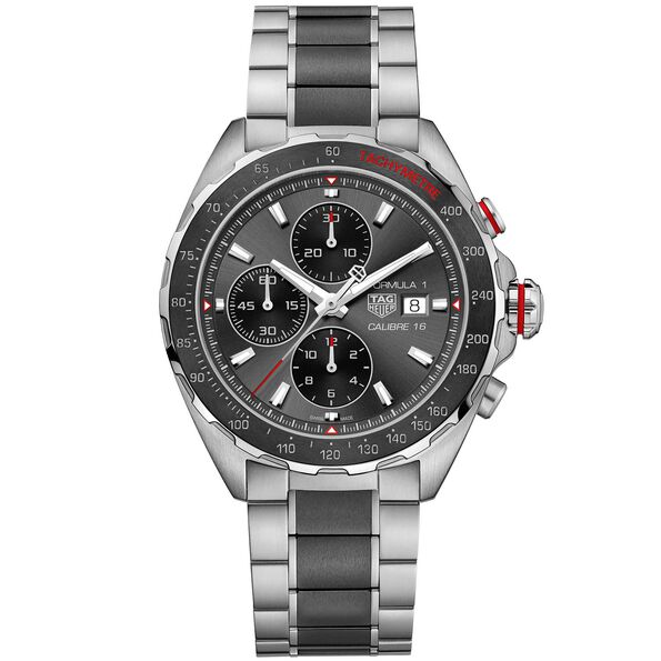 TAG Heuer Formula 1 Calibre 16 Automatic Mens Grey Steel Black Ceramic Chronograph Watch