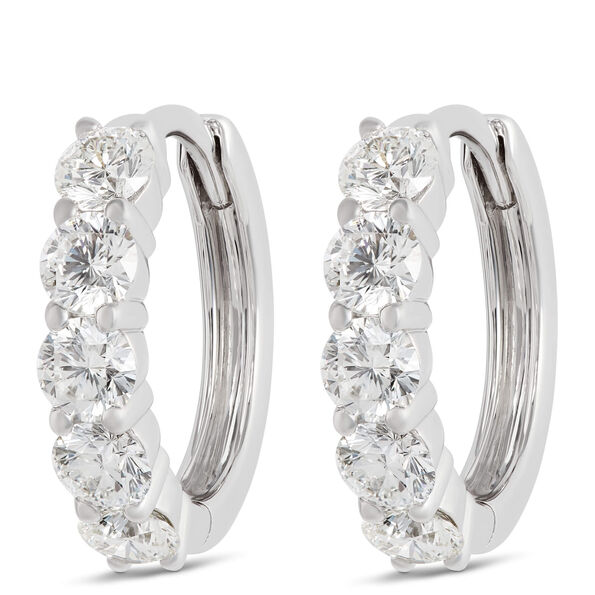 Ben Bridge Signature Diamond Hoop Earrings, Platinum
