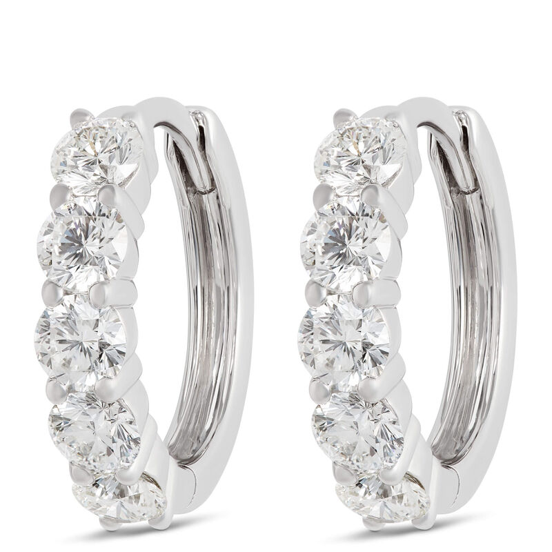 Ben Bridge Signature Diamond Hoop Earrings, Platinum image number 0