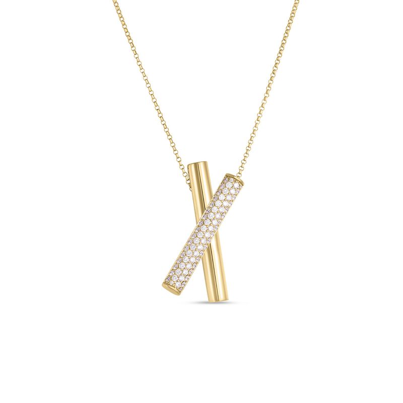 Roberto Coin Domino Diamond Crossover Necklace 18K Yellow Gold, 18 Inches image number 0