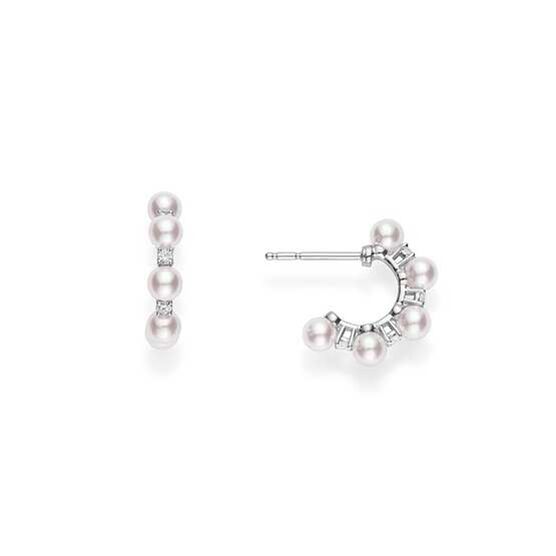 Mikimoto Akoya Cultured Pearl & Diamond Bubbles Earrings 18K