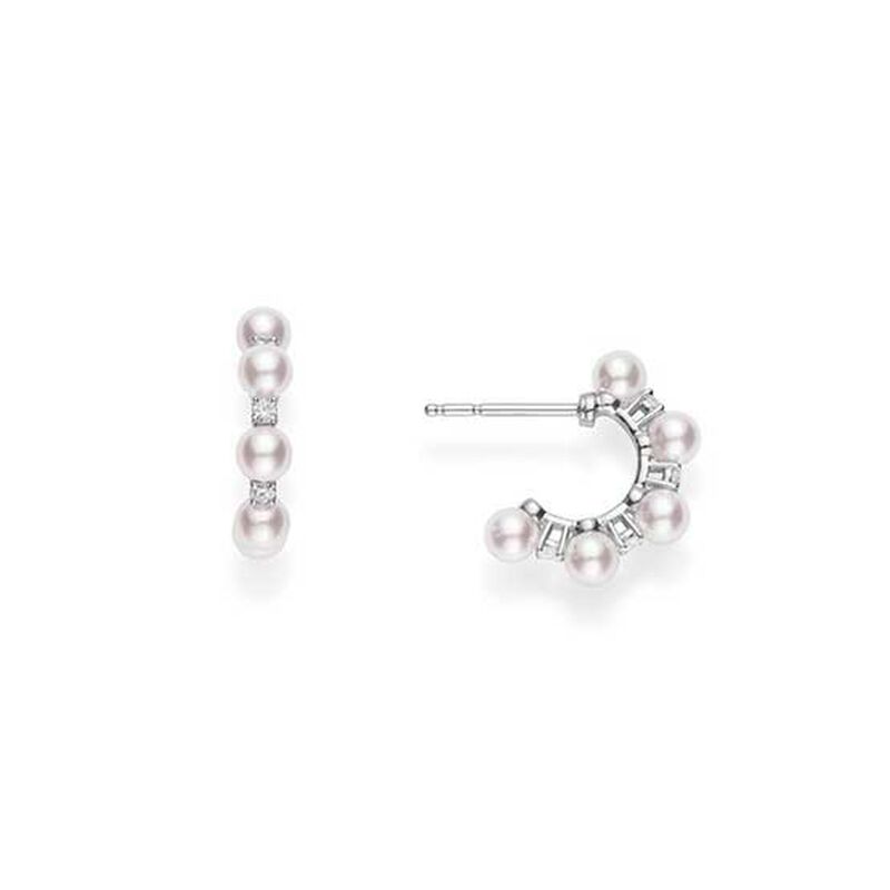 Mikimoto Akoya Cultured Pearl & Diamond Bubbles Earrings 18K image number 0
