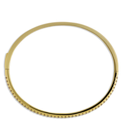Classic Two Row Diamond Bangle, 2 Carat Total Weight, 18K Yellow Gold