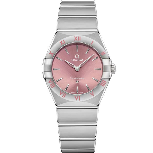 OMEGA Constellation Steel Pink Dial Watch, 28mm