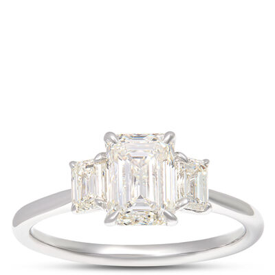 Emerald Cut Diamond Engagement Ring, 2 Carat Total Weight  18K White Gold
