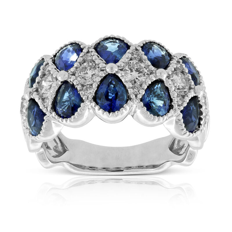Beaded Twist Sapphire & Diamond Ring 14K image number 1