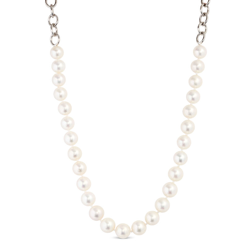 Cultured Freshwater Pearl Necklace in Sterling Silver image number 1
