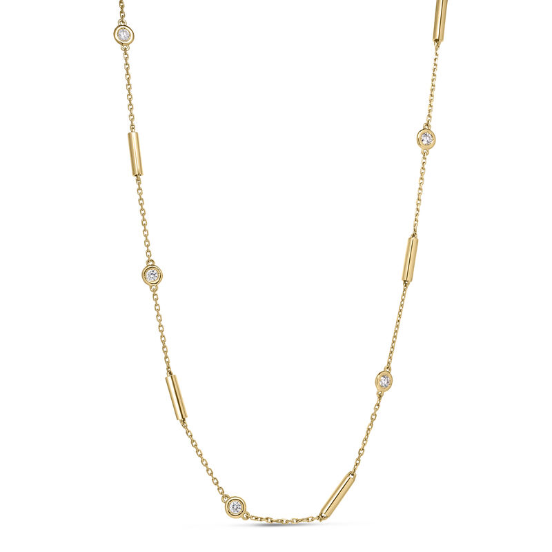 Roberto Coin 18K Yellow Gold Diamonds By The Inch Bar And Bezel Station Necklace image number 0