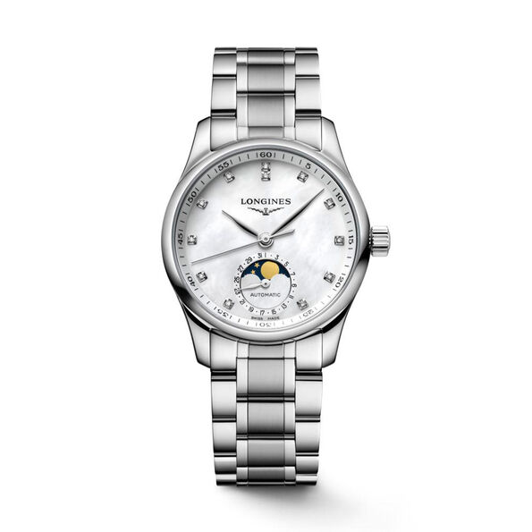 Longines Master Moonphase White Dial Watch, 34mm