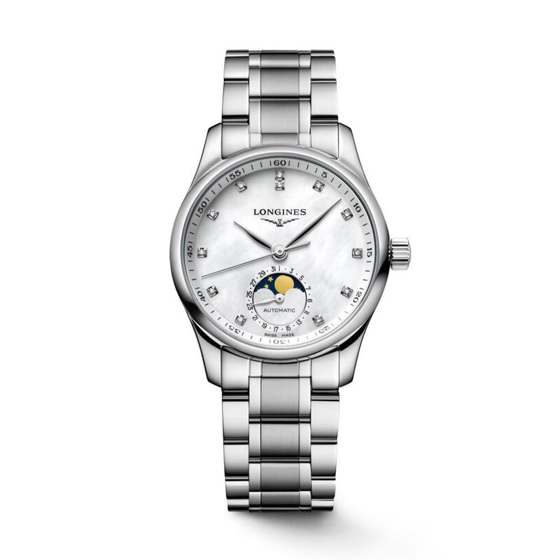 Longines Master Moonphase White Dial Watch, 34mm image number 1