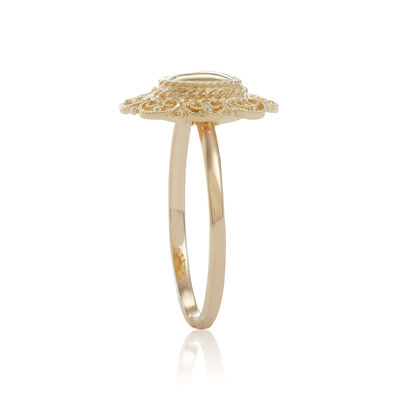 Toscano Filigree Framed Oval Dome Ring 14K
