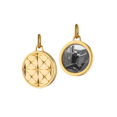Monica Rich Kosann Small Round Mosaic Half Locket, 18K Yellow Gold