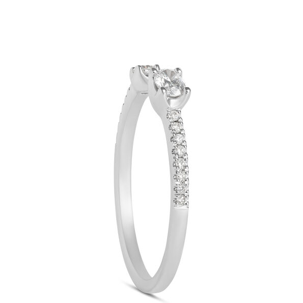 Open Center Oval and Round Diamond Ring, 14K White Gold