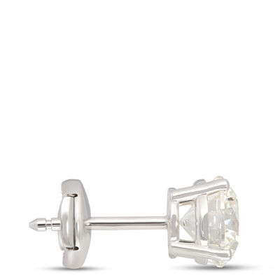 Classic Round Diamond Studs, 3 Total Carat Weight, 14K White Gold