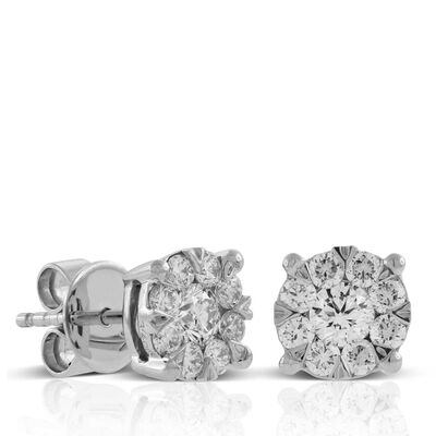 Cluster Diamond Earrings 14K, 3/4 ctw.