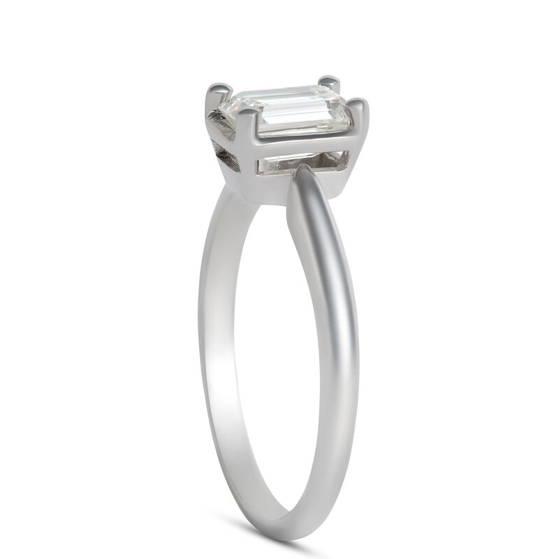 Solitaire Emerald Cut Diamond Engagement Ring, 14K White Gold image number 1