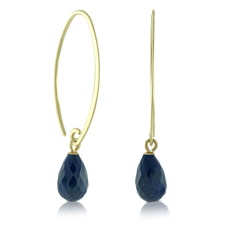 Briolette Sapphire Earrings, 14K Yellow Gold image number 0