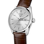 TAG Heuer Carrera Calibre 5 Auto Silver Leather Watch, 41mm
