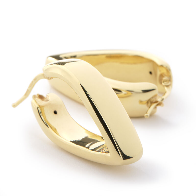 V-Shaped Hoops, 14K Yellow Gold image number 1