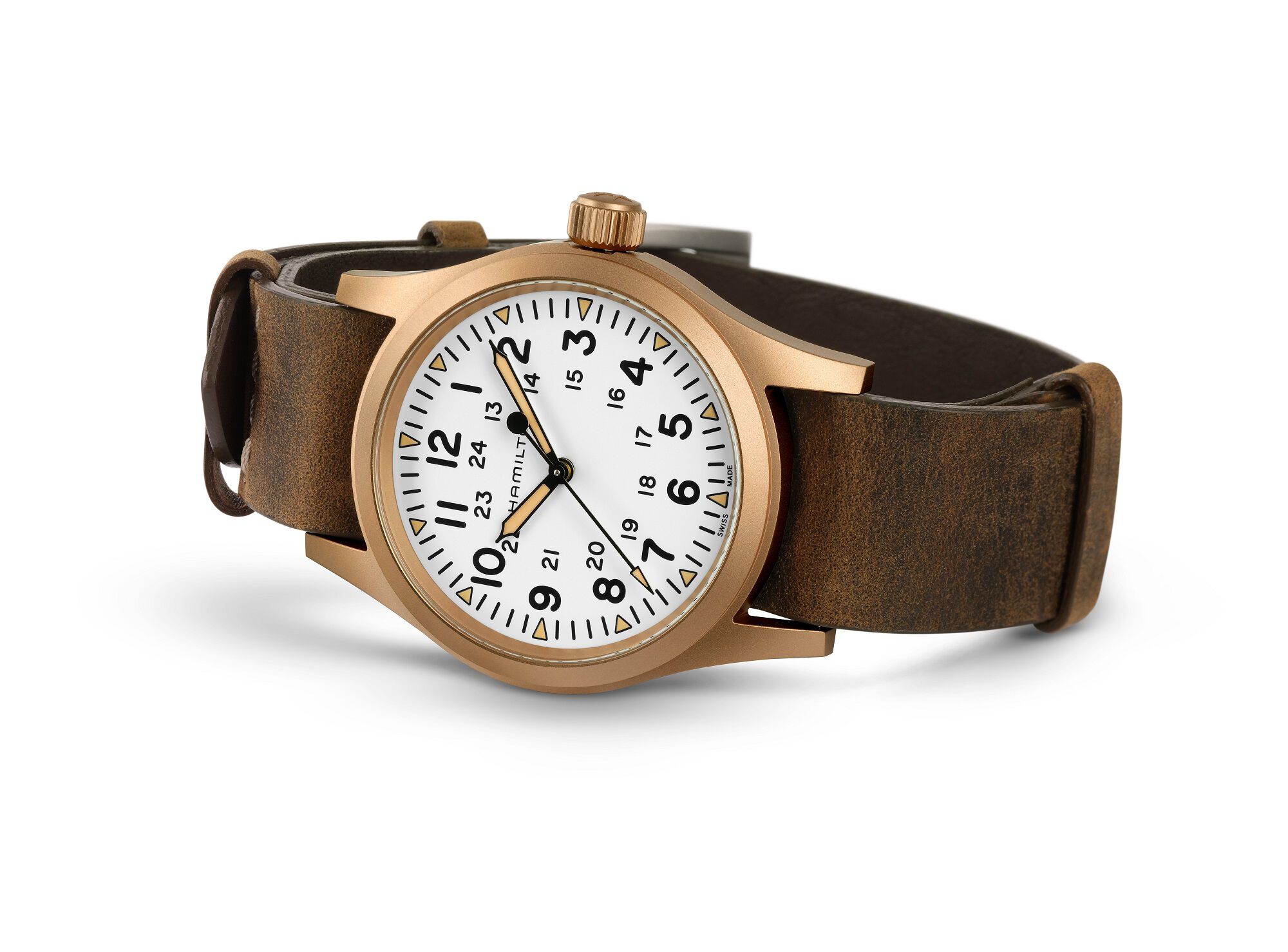 Hamilton Khaki Field Mechanical Bronze Watch White Dial, 38mm