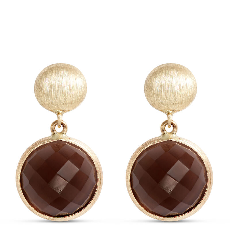 Toscano Round Smoky Quartz Drop Earrings, 14K Yellow Gold image number 0