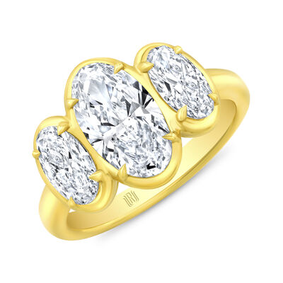 Rahaminov Three Stone Diamond Ring, 18K Yellow Gold