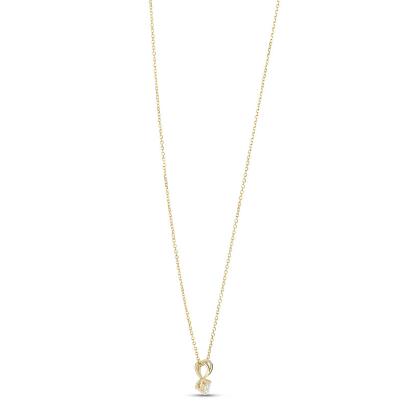 Solitaire Round Diamond Pendant Necklace, 14k Yellow Gold image number 3