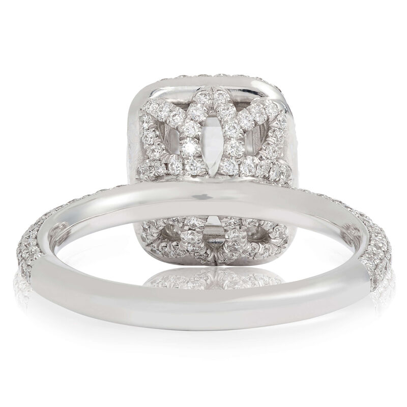 Emerald Cut Diamond Double Halo Engagement Ring 18K image number 2