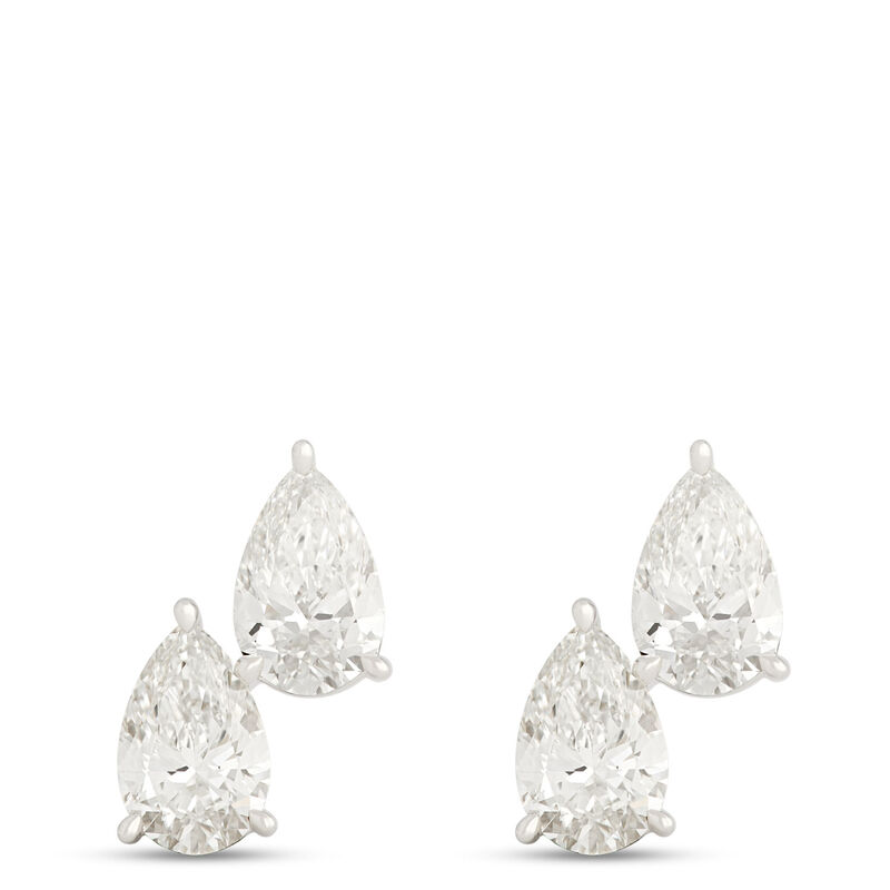 Pear Shaped Diamond Studs, 2 Carat Total Weight, 18K White Gold image number 0
