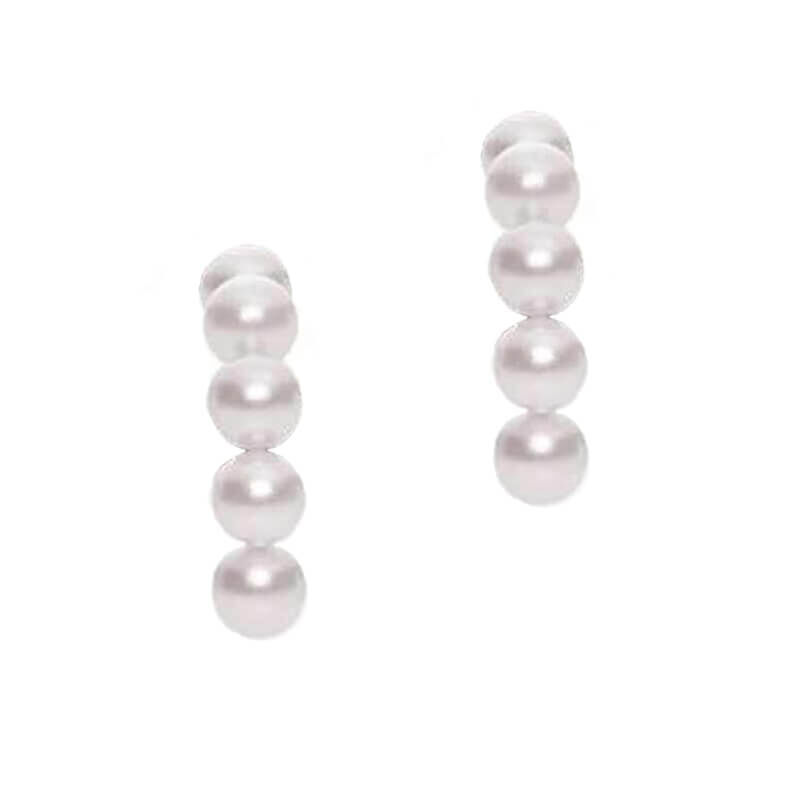 Mikimoto Akoya Cultured Pearl Huggie Hoop Earrings 18K image number 0