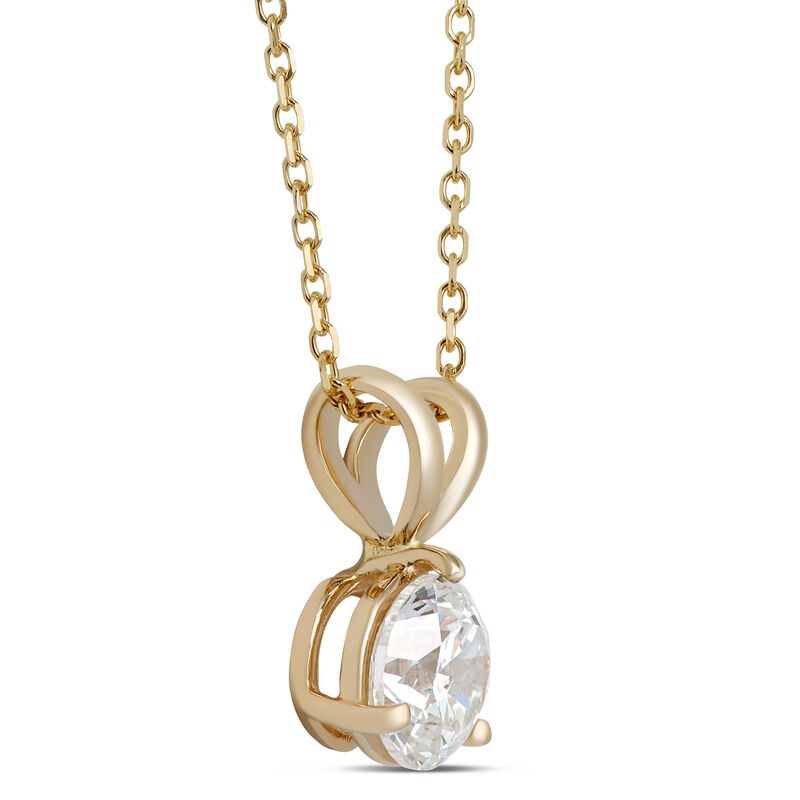 Round Solitaire Diamond Pendant, 14K Yellow Gold image number 1